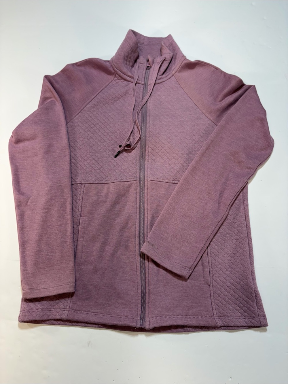 Eddie Bauer Mauve Quilted Mixed Media Full Zip Fleece Jacket Small